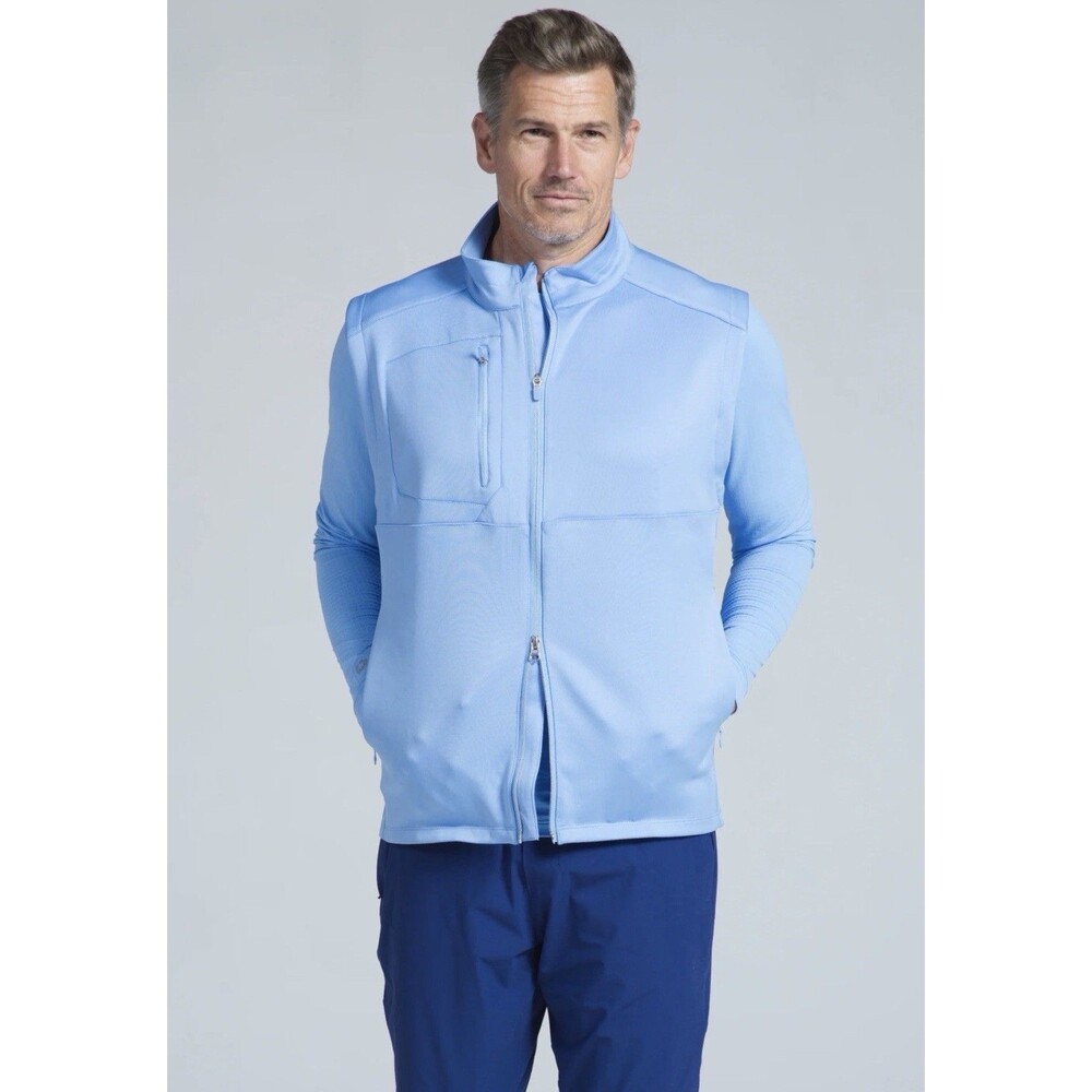 NWT IBKUL Golf Vest Men's Sz. Large MegaHeat Wind Resistant Zip Pocket Peri Blue